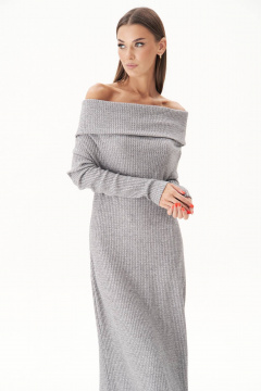 Серое трикотажное платье с воротником-хомутом Fantazia Mod 4948 серый - фото 3