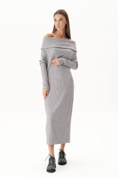 Серое трикотажное платье с воротником-хомутом Fantazia Mod 4948 серый - фото 1