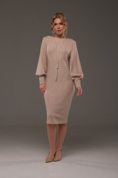 Бежевое трикотажное платье с лодочной горловиной Galean Style 957 беж - фото 3