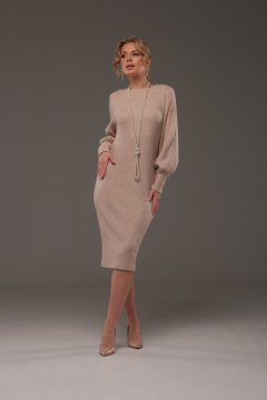 Бежевое трикотажное платье с лодочной горловиной Galean Style 957 беж - фото 2
