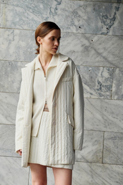 Демисезонная куртка-пиджак оверсайз на пуговицах Skipper Design 135 молочный - фото 4