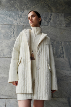 Демисезонная куртка-пиджак оверсайз на пуговицах Skipper Design 135 молочный - фото 3