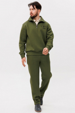 зеленый спортивный костюм из хлопка и трикотажа с вышивкой GO m3087/28-02.182-188 - фото 1