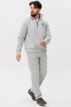 серый спортивный костюм из хлопка и трикотажа с вышивкой GO m3087/29-01.176-182 - фото 1