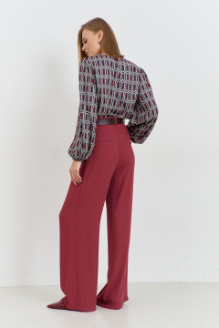 блузка из плательной ткани с вытачками и разрезами AG Green G547/3 терракотовый - фото 3