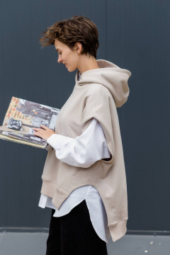 бежевый жилет из хлопка с капюшоном для стильных образов Twok 100803 латте - фото 3