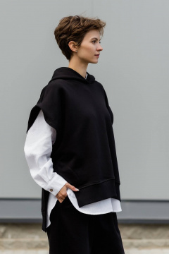 Демисезонный комплект жилетки и широких брюк из хлопка Twok 100806 черный - фото 3