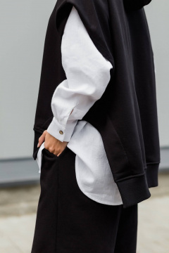 Демисезонный комплект жилетки и широких брюк из хлопка Twok 100806 черный - фото 2