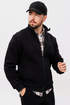 Черный стильный джемпер из трикотажа с молнией GO m4086/40-02.182-188 - фото 1