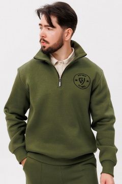 Зеленый демисезонный джемпер с вышивкой, классический стиль GO m4087/28-02.182-188 - фото 1