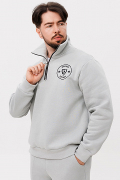 Серый демисезонный джемпер с вышивкой, классический силуэт GO m4087/29-01.182-188 - фото 1