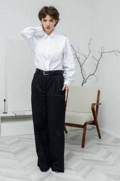 Белая базовая рубашка на пуговицах с длинным рукавом Twok 220001 белый - фото 1