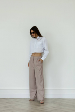 Белая кроп-рубашка на пуговицах с коротким рукавом Twok 220003 белый - фото 5