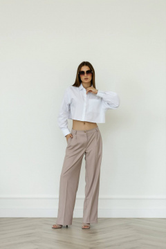 Белая кроп-рубашка на пуговицах с коротким рукавом Twok 220003 белый - фото 3