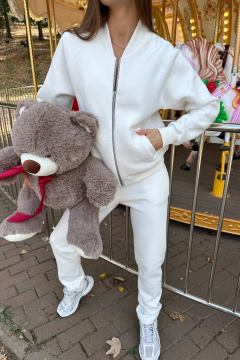 Белый костюм: бомбер и брюки из премиального футера Twok 300551 белый - фото 5