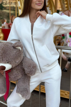 Белый костюм: бомбер и брюки из премиального футера Twok 300551 белый - фото 3