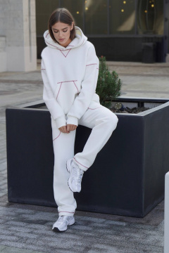 Спортивный костюм из футера с декоративной строчкой красного Twok 300553 белый - фото 5