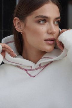 Спортивный костюм из футера с декоративной строчкой красного Twok 300553 белый - фото 4