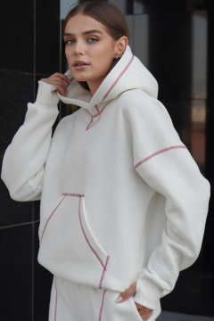 Спортивный костюм из футера с декоративной строчкой красного Twok 300553 белый - фото 2