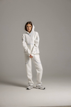 Белый спортивный костюм с красной отстрочкой из футера Twok 300554 белый - фото 1