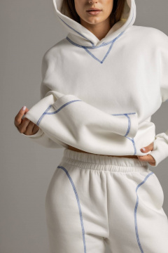 Белый спортивный костюм с красной отстрочкой из футера Twok 300554 белый - фото 3