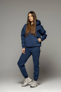 Комплект брюки и худи из премиального начесного футера Twok 300814 индиго - фото 2