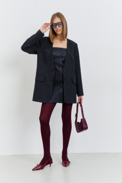 Серый демисезонный жакет из костюмной ткани с V-образным вырезом AG Green G542/4 серый - фото 5