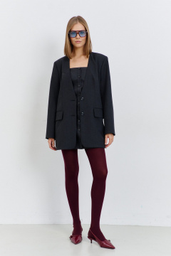 Серый демисезонный жакет из костюмной ткани с V-образным вырезом AG Green G542/4 серый - фото 4