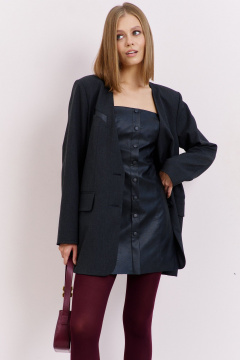 Серый демисезонный жакет из костюмной ткани с V-образным вырезом AG Green G542/4 серый - фото 1