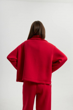 Элегантный спортивный костюм из футера с высоким воротником красный Twok 300902 красный - фото 3