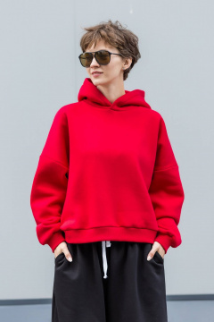 Худи с капюшоном и брюки на манжете из премиального футера Twok 300922 красный - фото 3