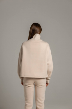 Бомбер с высокой горловиной и брюки на манжете из премиального футера Twok 300955 латте - фото 5