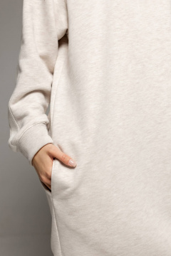 Платье с высоким воротником и металлической молнией из теплого футера Twok 400802 белый меланж - фото 3