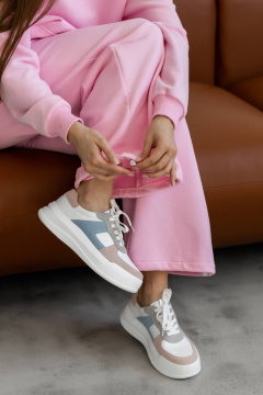 Розовый спортивный костюм из футера с велюровым напылением Twok 400815 сакура - фото 3