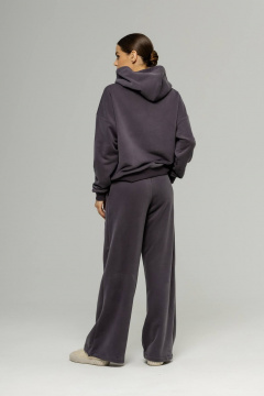 Серый костюм из футера с велюром, свитшот и брюки на манжете Twok 400816 графит - фото 4