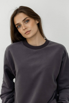 Комплект из футера с велюром: свитшот и джоггеры для активного образа Twok 400836 графит - фото 5