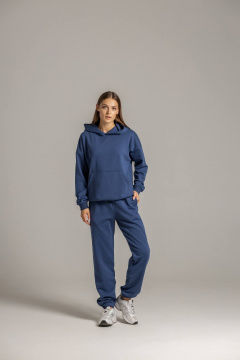 Демисезонный спортивный костюм из футера с джоггерами Twok 500701 индиго - фото 3