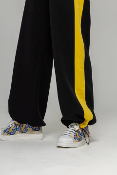 Двухцветный костюм из футера с бомбером и брюками палаццо Twok 500803 желтый/черный - фото 3