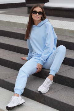 Голубой спорт-комплект из футера с худи и брюками Twok 500806 небесно-голубой - фото 1