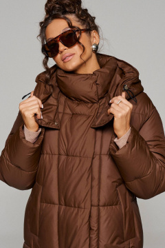 Пальто зимнее прямого силуэта из плащёвой ткани Beautiful&Free 6247 шоколад - фото 5