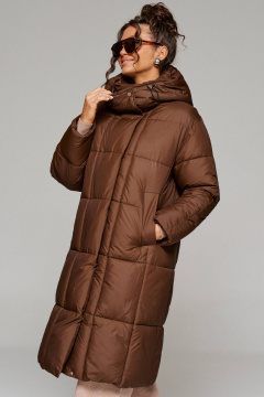 Пальто зимнее прямого силуэта из плащёвой ткани Beautiful&Free 6247 шоколад - фото 1