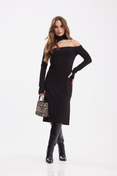 Платье прилегающего силуэта из трикотажа с асимметричным вырезом Vesnaletto 4034-2 - фото 1