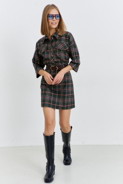 Платье из плательной ткани с отрезным поясом и карманами AG Green G540/1 зеленый - фото 1