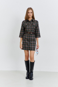 Платье из плательной ткани с отрезным поясом и карманами AG Green G540/1 зеленый - фото 4