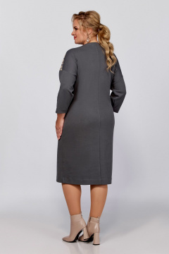 Демисезонное платье из трикотажа и хлопка с подрезами Swallow 791 светлый графит,“серо-бежевая_гусиная_лапка” - фото 5