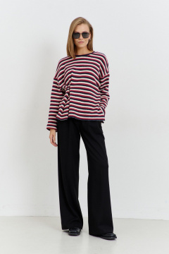 Джемпер из трикотажа с застежкой на молнию и пуговицей AG Green G539/9 цветная_полоска - фото 1