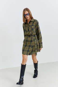 Комплект платье бэжее и серое из трикотажа и текстиля AG Green G539/1 хаки - фото 1