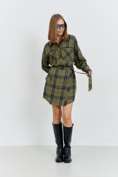 Комплект платье бэжее и серое из трикотажа и текстиля AG Green G539/1 хаки - фото 4