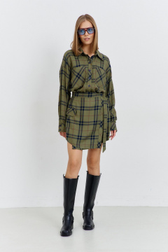 Комплект платье бэжее и серое из трикотажа и текстиля AG Green G539/1 хаки - фото 3