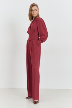 Брюки прямые на поясе с заутюженными складками AG Green G536/6 терракотовый - фото 4